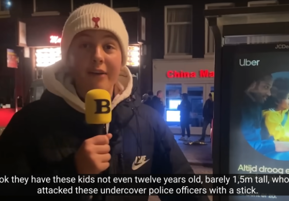YouTube reporter 'Bender' in the streets of Amsterdam amidst the anti-Zionist action. Photo: File Photo/GrayZone.